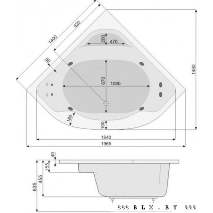 Ванна Poolspa Klio Sym 140x140 Titanium PHS3610STTC0000