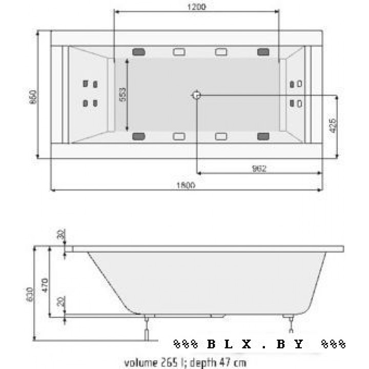 Ванна Poolspa Windsor 180x85 Economy 2 PHPNT10SO2C0000